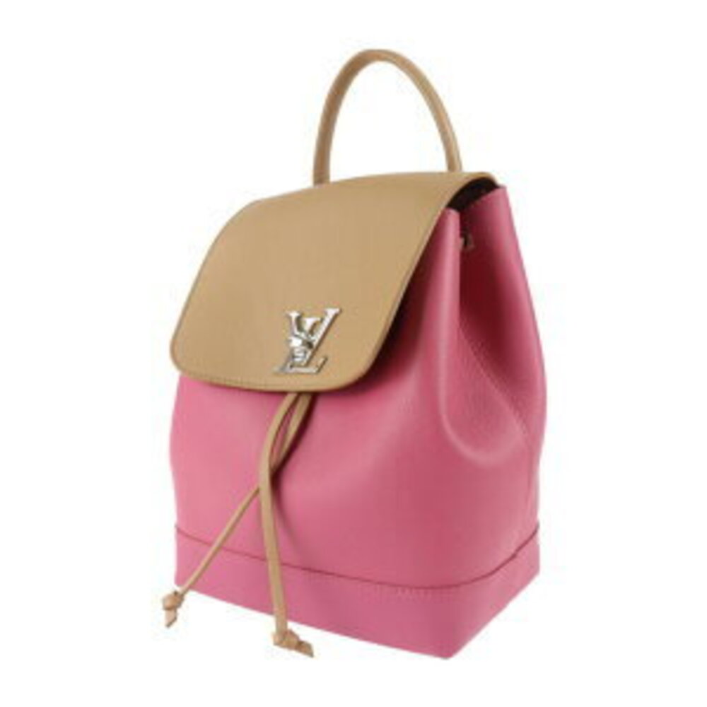 Louis Vuitton Tan Backpack Blossom Beige Lockme Daypack turnlock LV pink